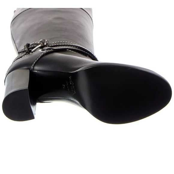 MICHAEL KORS COLLECTION ITALY DERRY LEATHER TALL BUCKLE BOOTS BLACK NIB SZ 8 - Picture 8 of 8